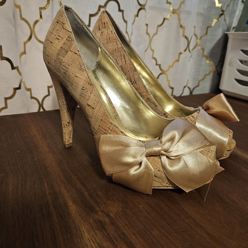 Paris Hilton Cork Heels with Bow